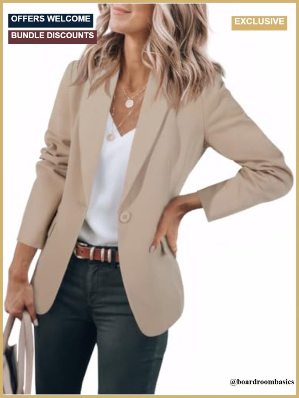 Casual Blazer Open Front Long Sleeve Work Office Suit Jacket